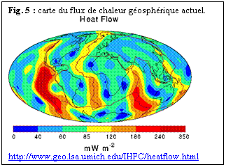 Zone de Texte: Fig. 5 : carte du flux de chaleur gosphrique actuel. 
 
http://www.geo.lsa.umich.edu/IHFC/heatflow.html

