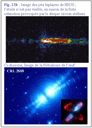 Zone de Texte: Fig. 13b : Image des jets biplaires de HH30 ; ltoile nest pas visible, en raison de la forte extinction provoque par le disque circum stellaire.
 
Ci-dessous, Image de la Nbuleuse de luf
 
