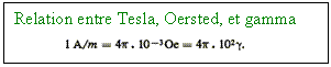 Zone de Texte: Relation entre Tesla, Oersted, et gamma
 
