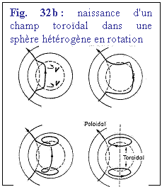 Zone de Texte: Fig. 32b : naissance d'un champ torodal dans une sphre htrogne en rotation
 
