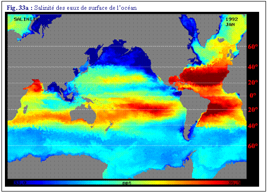 Zone de Texte: Fig. 33a : Salinit des eaux de surface de locan
 
